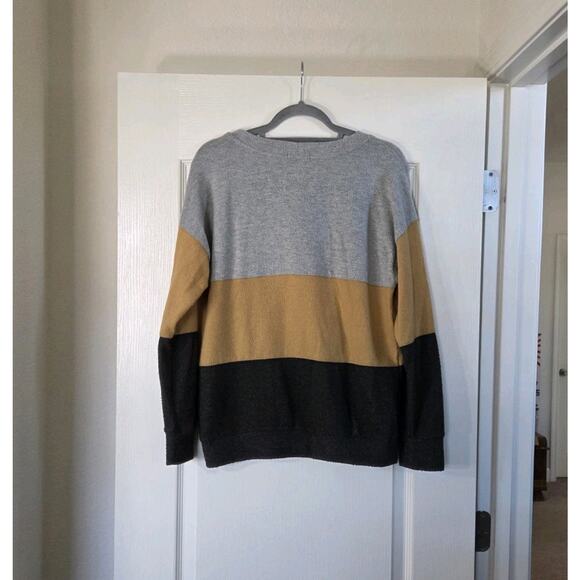 Nine Britton Mustard Yellow Colorblock Super Soft Fleece Sweater, Women's Medium - Picture 7 of 10